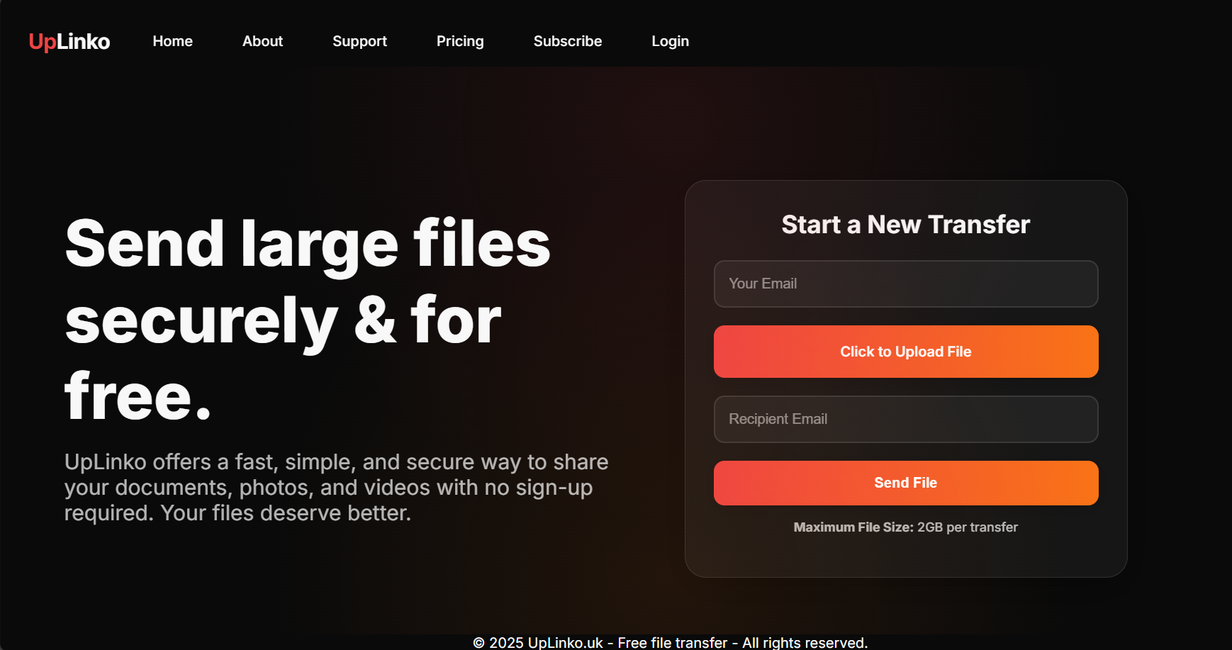 UpLinko Application Screenshot